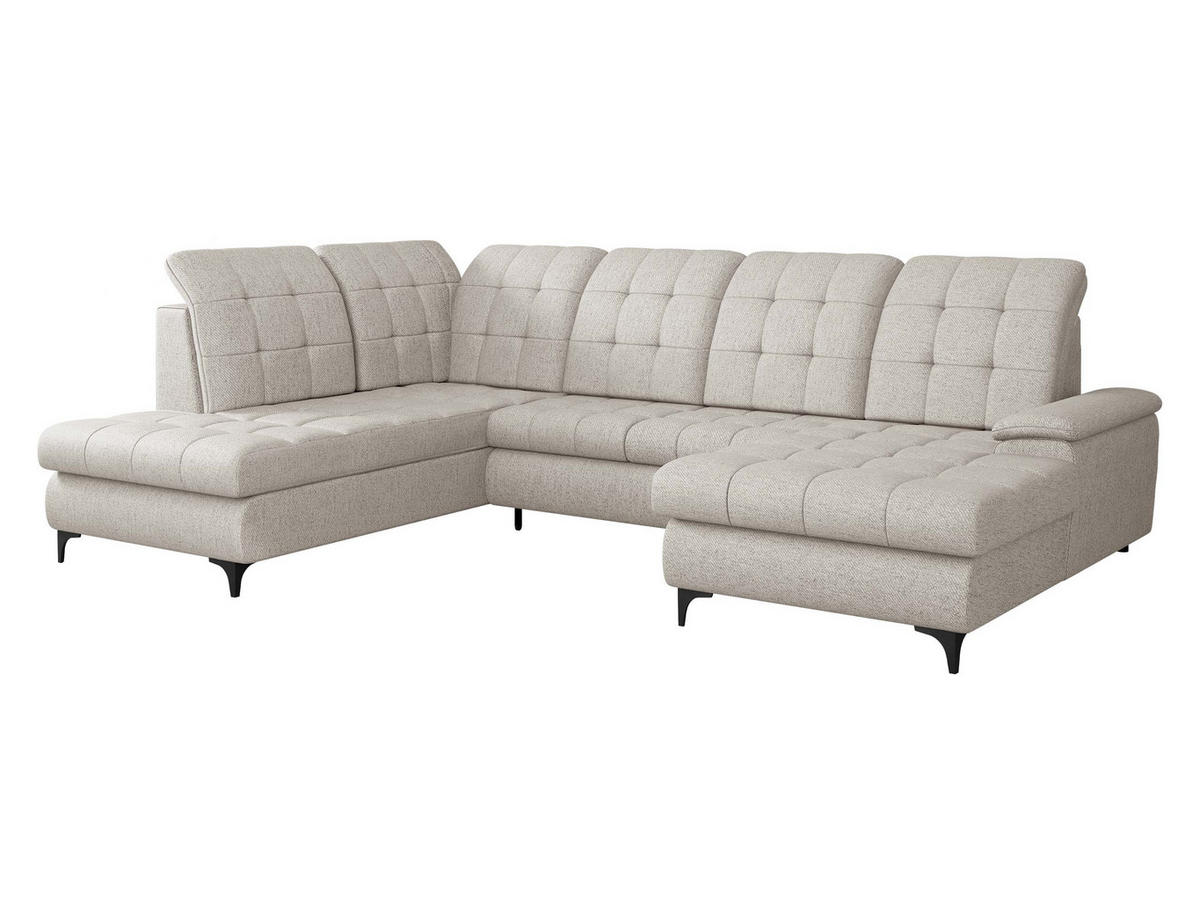 WOHNLANDSCHAFT Enzo, Seite: Rechts - Creme/Schwarz, Holz/Textil (330/105/212cm) - MIRJAN24