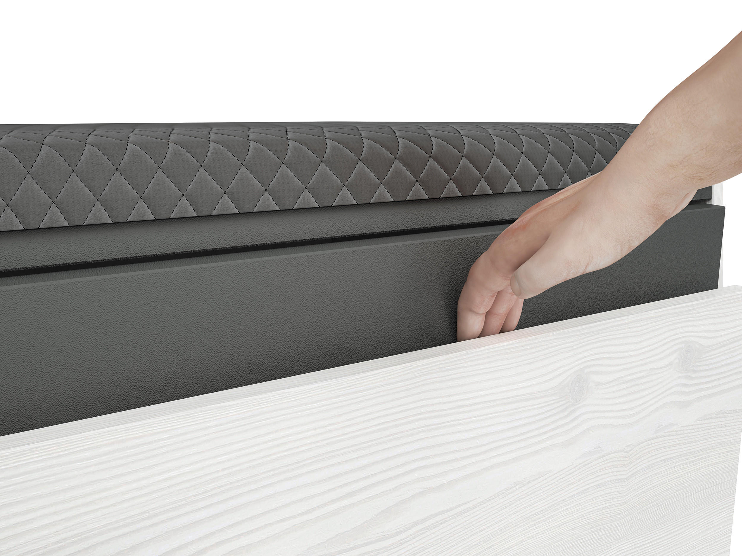 Thumbnail - Feldmann-Wohnen Sitzbank, Weiß, Grau, Holz, 1 Fächer, Rechteckig, 70x47x34 cm, Garderobe, Garderobenbänke, Schuhbänke