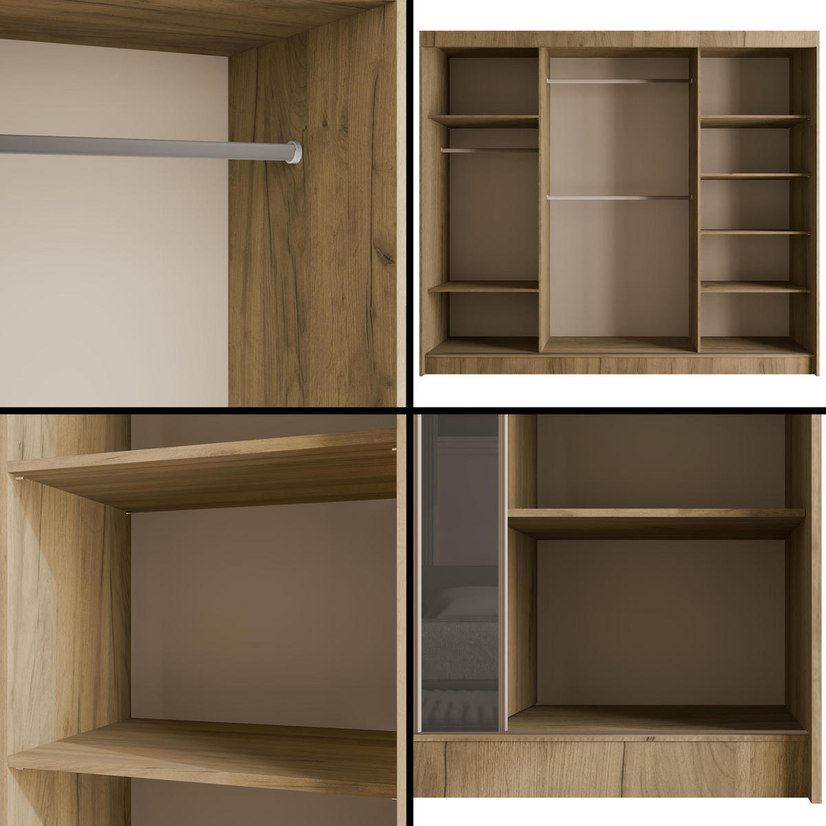KLEIDERSCHRANK VESLI - 250 cm - Braun|Grau - Braun/Grau, Holzwerkstoff (250/215/61cm) - ALTDECOR
