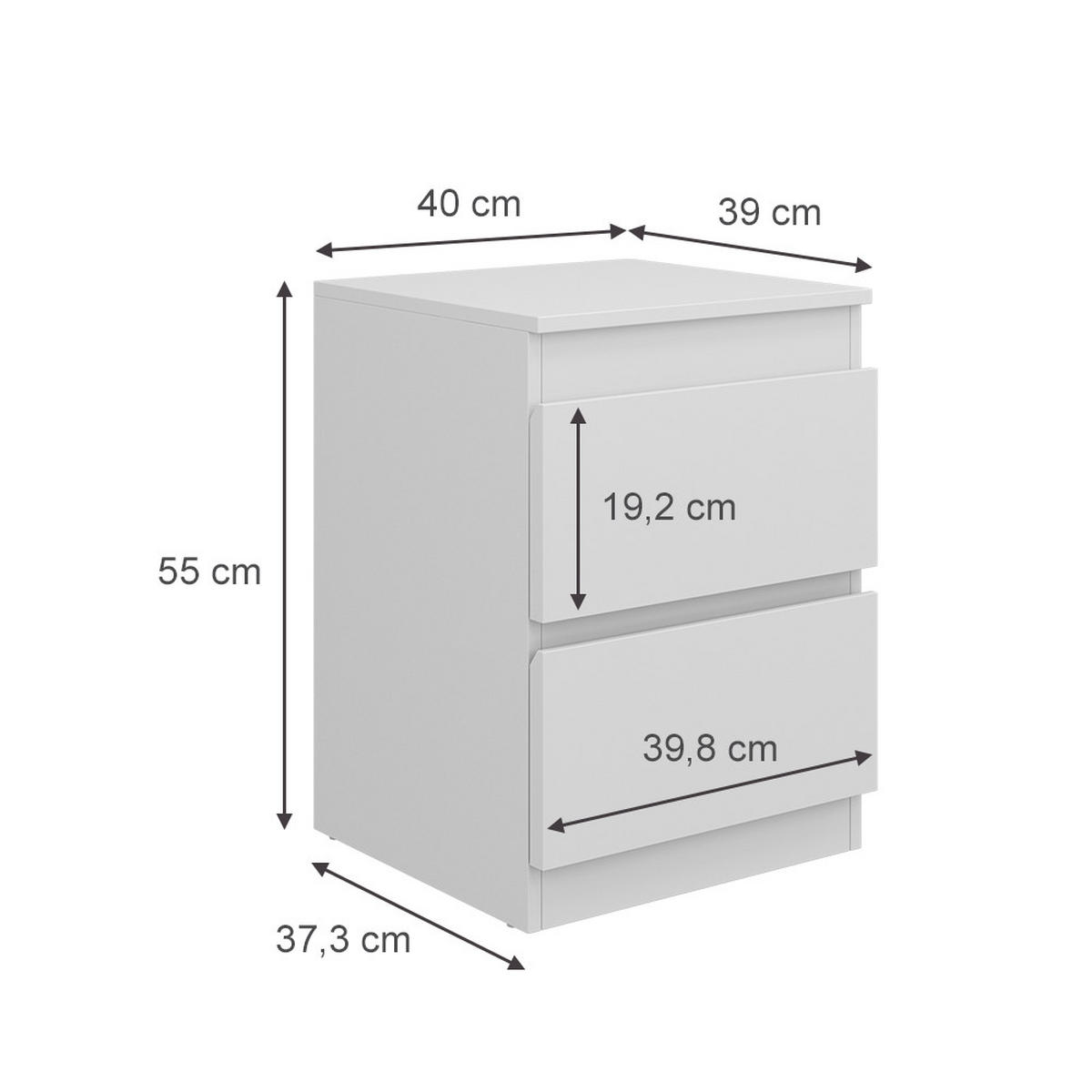 NACHTTISCH Calisto Weiß 40 x 55 cm 2er Set - Weiß, Holzwerkstoff (40/55/39cm) - Vicco