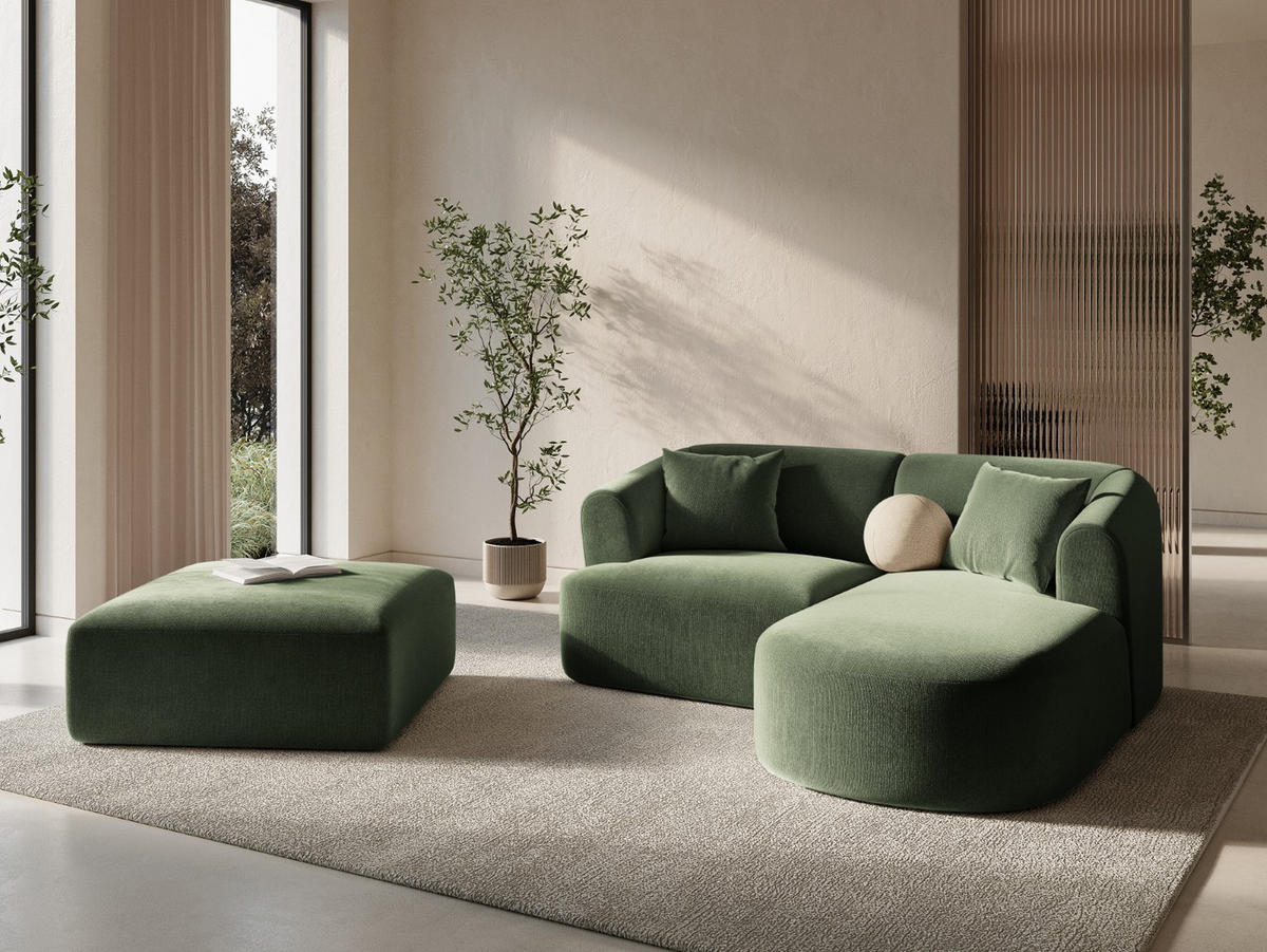 POUF Campi aus Samt grün - Grün, Textil (90/40/90cm) - Cosmopolitan Design