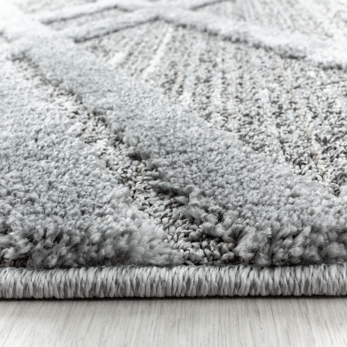 TEPPICH Hochflor Hoch-Tief Boho-Muster Polypropylen Wohnzimmer Grau Rechteckig 200x290 - Grau, Textil (200/290cm) - KADIMA DESIGN