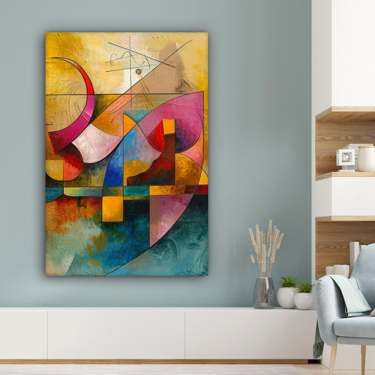 LEINWANDBILD Kunst - Abstrakt - Modern 80x120 cm - Gelb, Textil (80/120cm) - MuchoWow