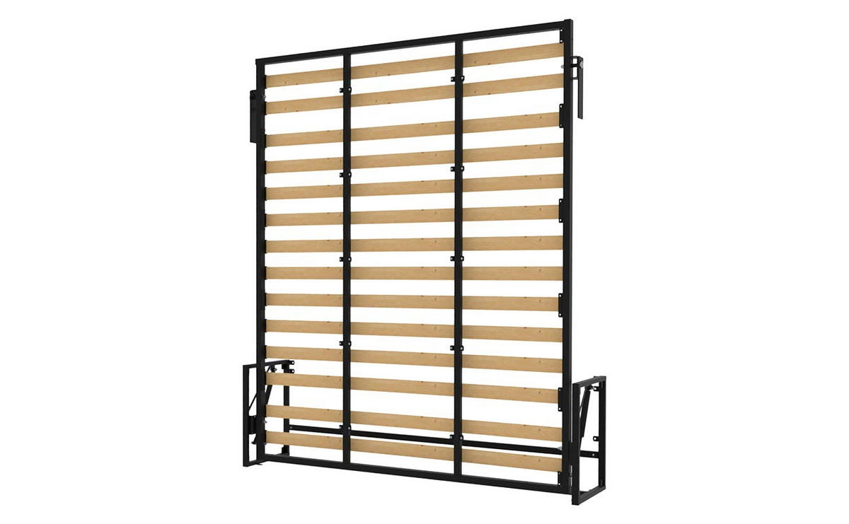 WANDBETT Morphy Classik Modulares SizeFlex- und TypeFlex-System - 160x200 Vertikal - Schwarz, Holz/Metall (160/200cm) - WallBedKing