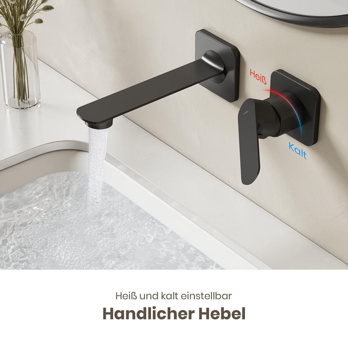 WASCHTISCHARMATUR Modular Ventilkernzertifizierung Messing Schwarz Matt - Schwarz, Metall (12.7/11/23.3cm) - EMKE