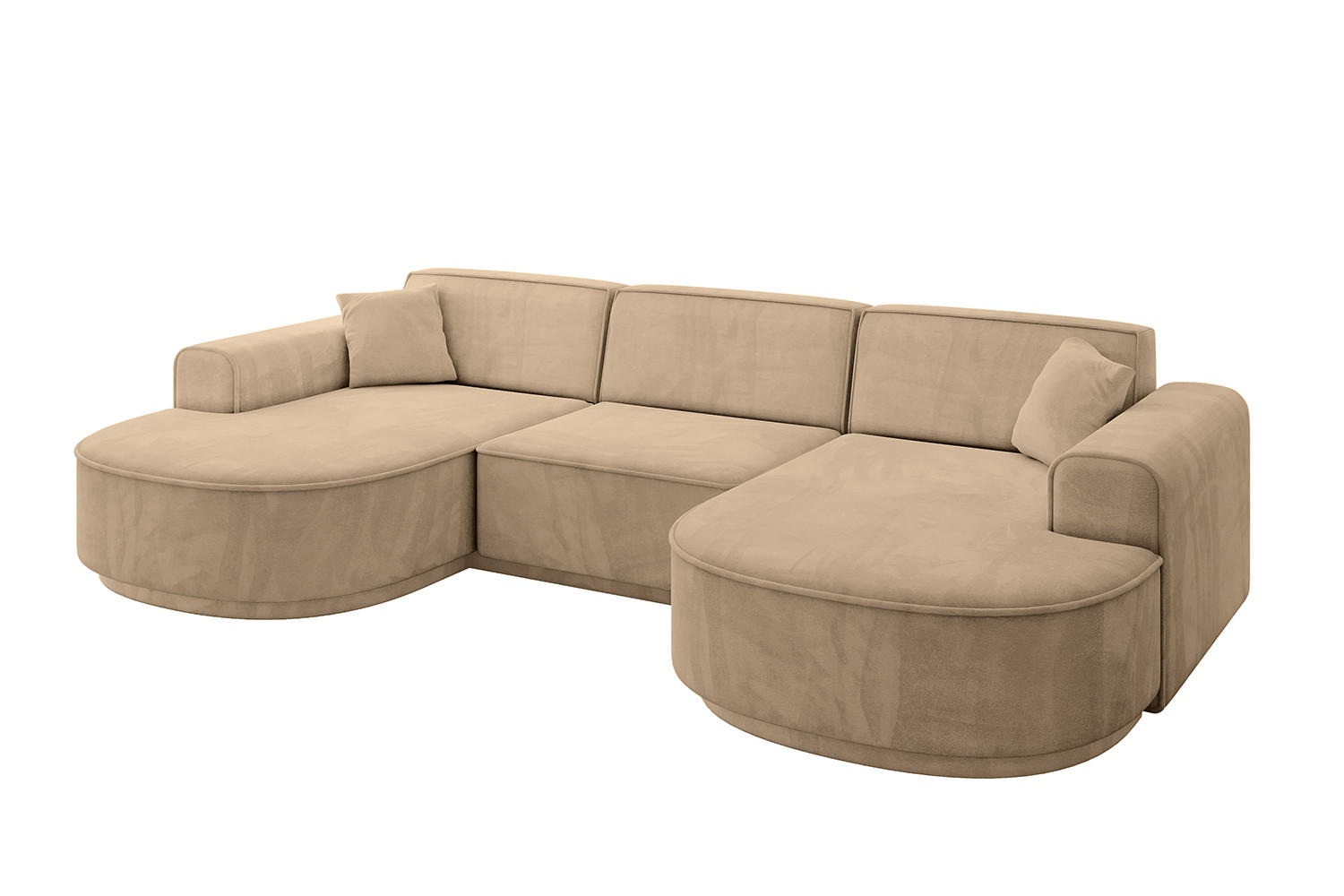 WOHNLANDSCHAFT MARI-U1-v3 - 303x171x83 cm Taupe Velours - Taupe/Schwarz, Holzwerkstoff/Kunststoff (303/83/171cm) - ALTDECOR