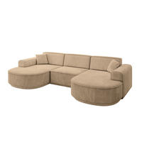 WOHNLANDSCHAFT MARI-U1-v3 - 303x171x83 cm Taupe Velours - Taupe/Schwarz, Holzwerkstoff/Kunststoff (303/83/171cm) - ALTDECOR