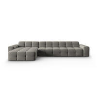 ECKSOFA links Kendal aus Samt dunkelgrau 5 Sitzplätze - Dunkelgrau, Textil (173/357cm) - Micadoni