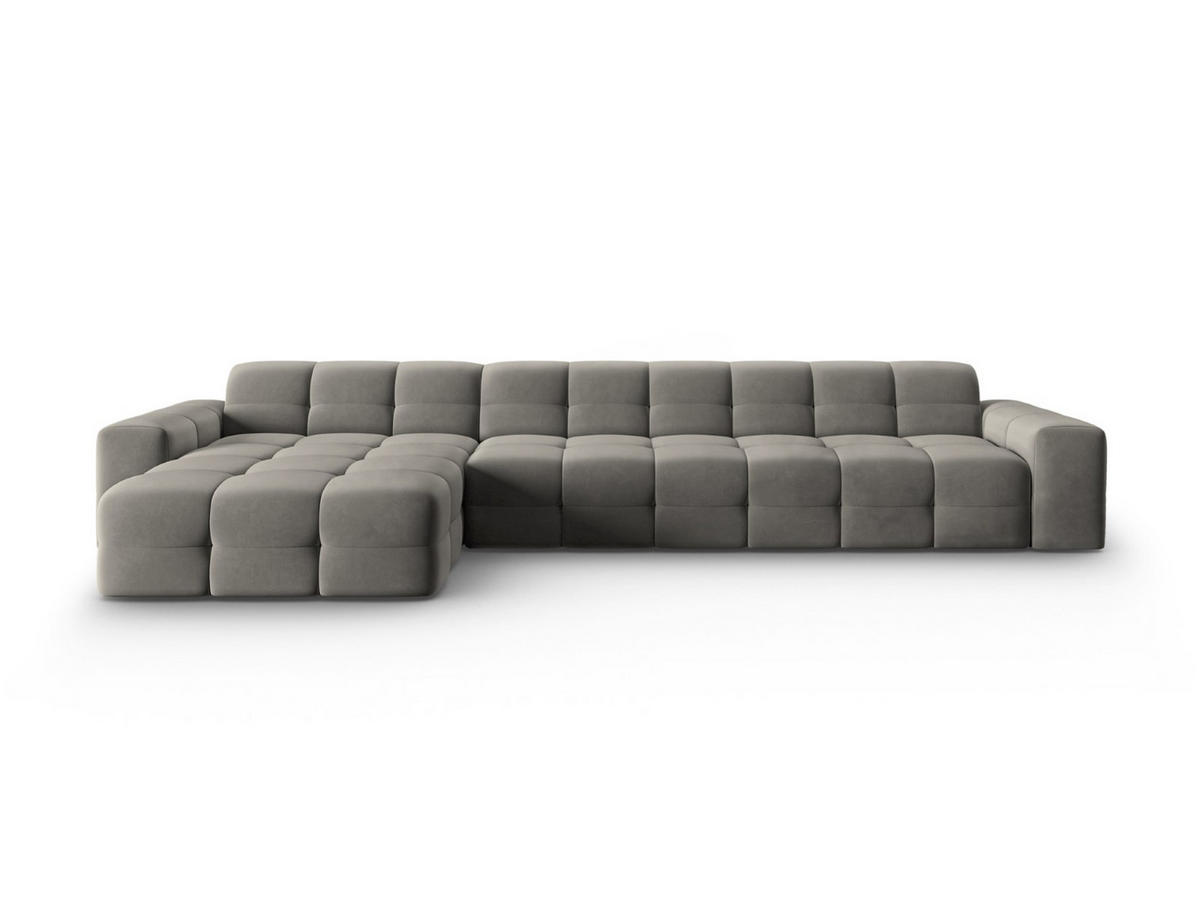 ECKSOFA links Kendal aus Samt dunkelgrau 5 Sitzplätze - Dunkelgrau, Textil (173/357cm) - Micadoni