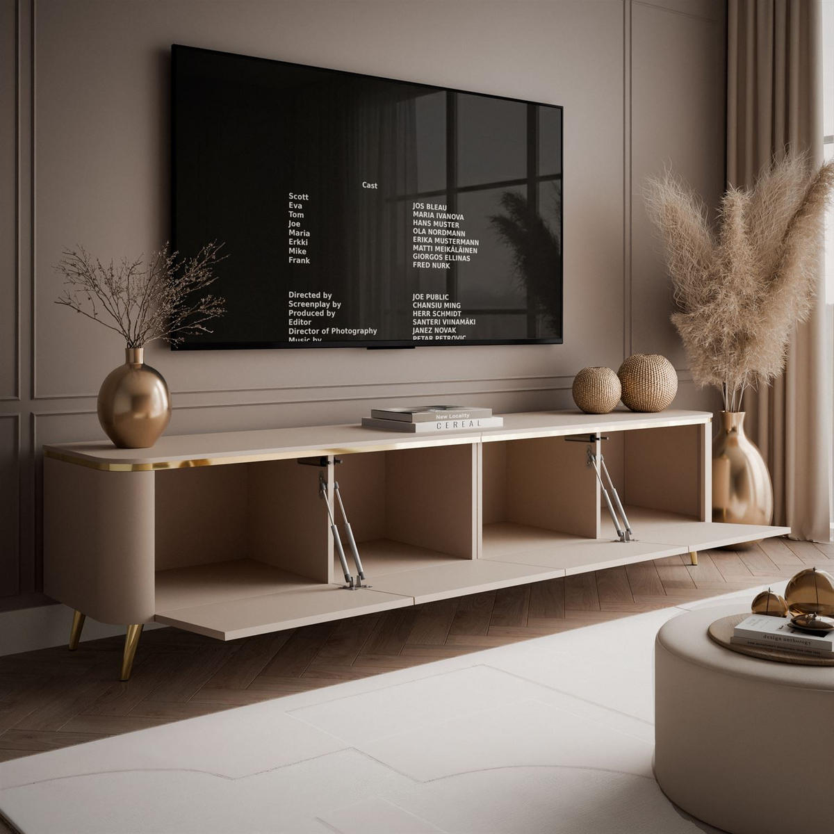 TV-RACK AVELINE 200 cm mit LED-Beleuchtung - Kaschmir, Holzwerkstoff (200/48/40cm) - Lookway