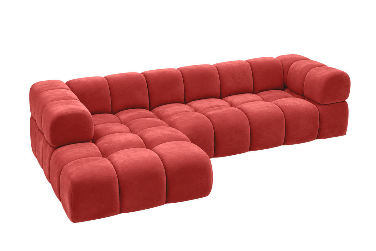 ECKSOFA L-Form, Veloursstoff Bluvel, Rotwein, Links, Averro XL - Weinrot, Holz (320/150cm) - Kaiser Möbel