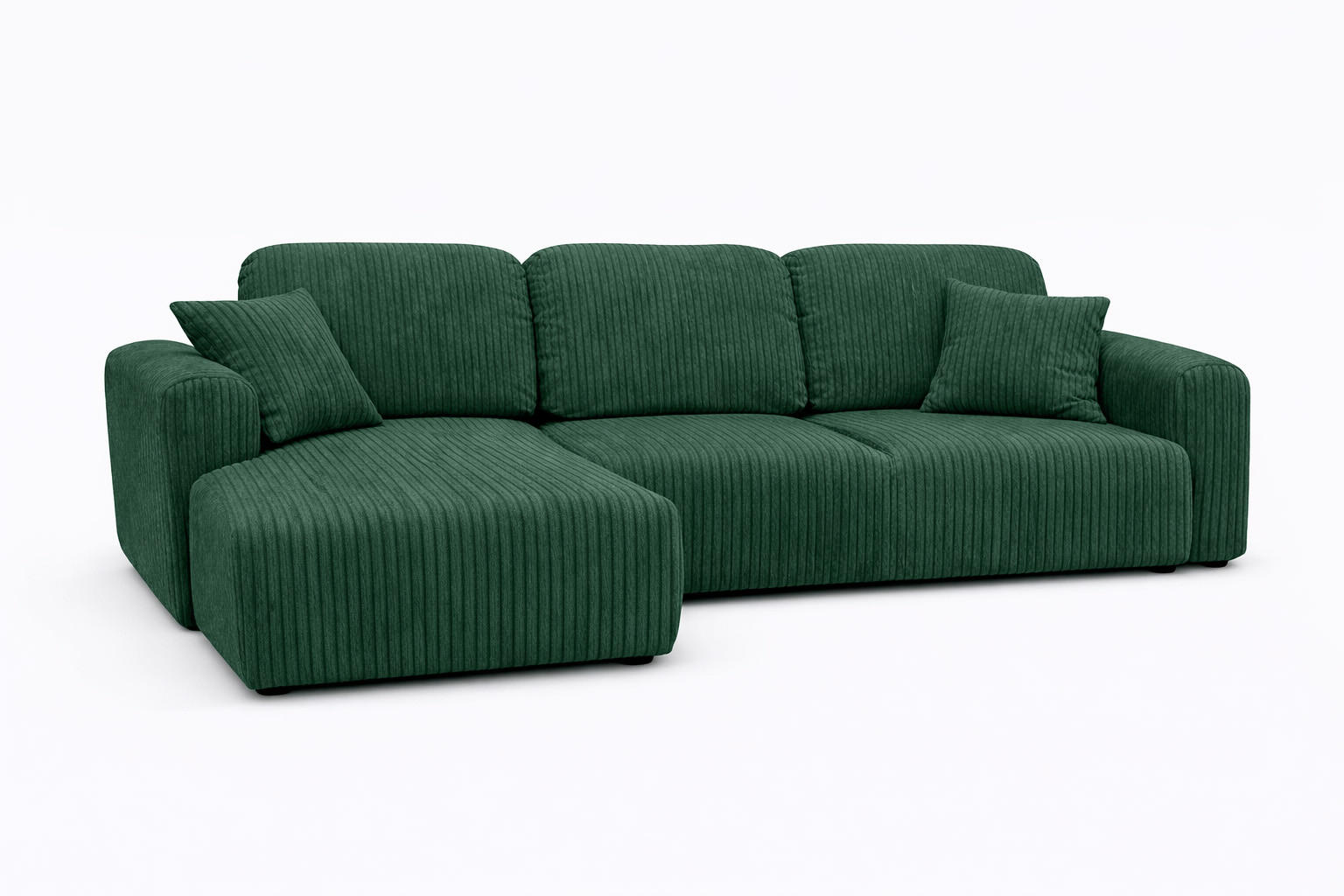 ECKSOFA Mit Schlaffunktion Und Bettkasten, Sofa L-Form Bingo L, Cordstoff Poso, Grün, Links - Grün, Holz (250/142cm) - Kaiser Möbel