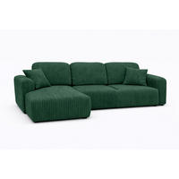 ECKSOFA Mit Schlaffunktion Und Bettkasten, Sofa L-Form Bingo L, Cordstoff Poso, Grün, Links - Grün, Holz (250/142cm) - Kaiser Möbel
