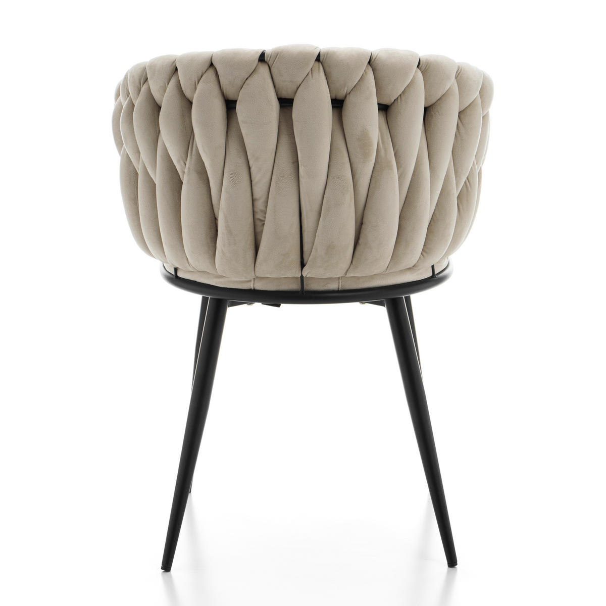 STUHL LATINA gepolstert mit Steppung - beige - Samt Velours - Beige/Schwarz, Textil/Metall (60/83/55cm) - NEW HOME