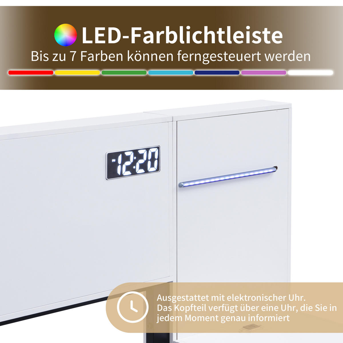 POLSTERBETT 160/200 cm Weiß aus MDF mit Bluetooth-Lautsprechern und USB-Anschluss - Weiß, Holzwerkstoff (160/200cm) - OKMYHOME