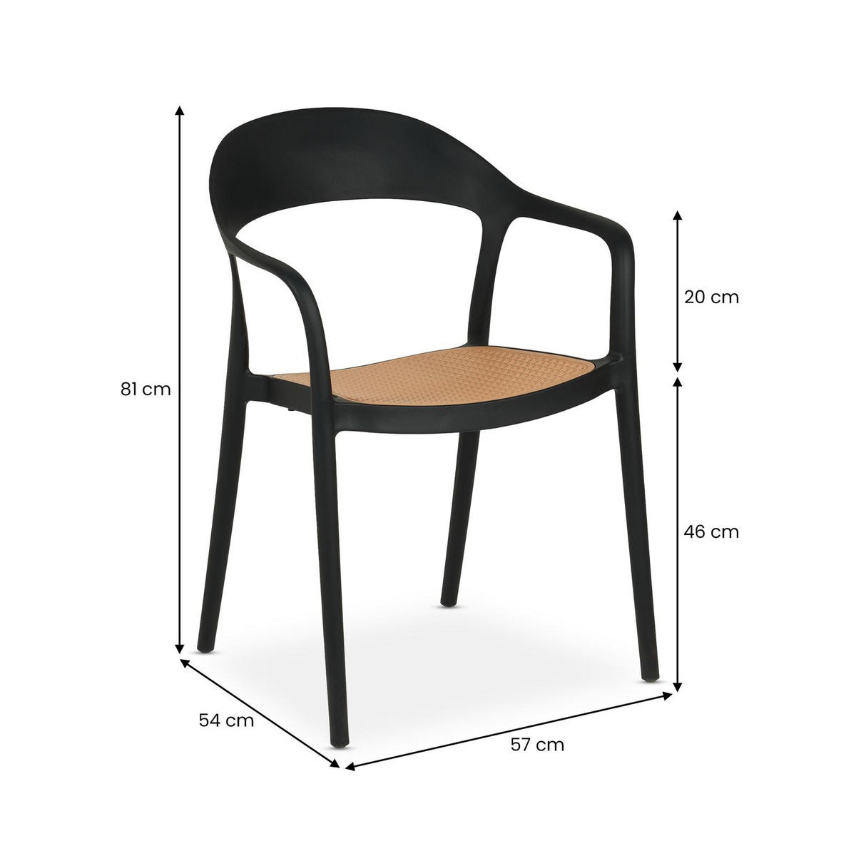 GARTENSTÜHLE LAVANDA 6er-Set schwarz - Schwarz, Textil (57/81/54cm) - IDIMEX