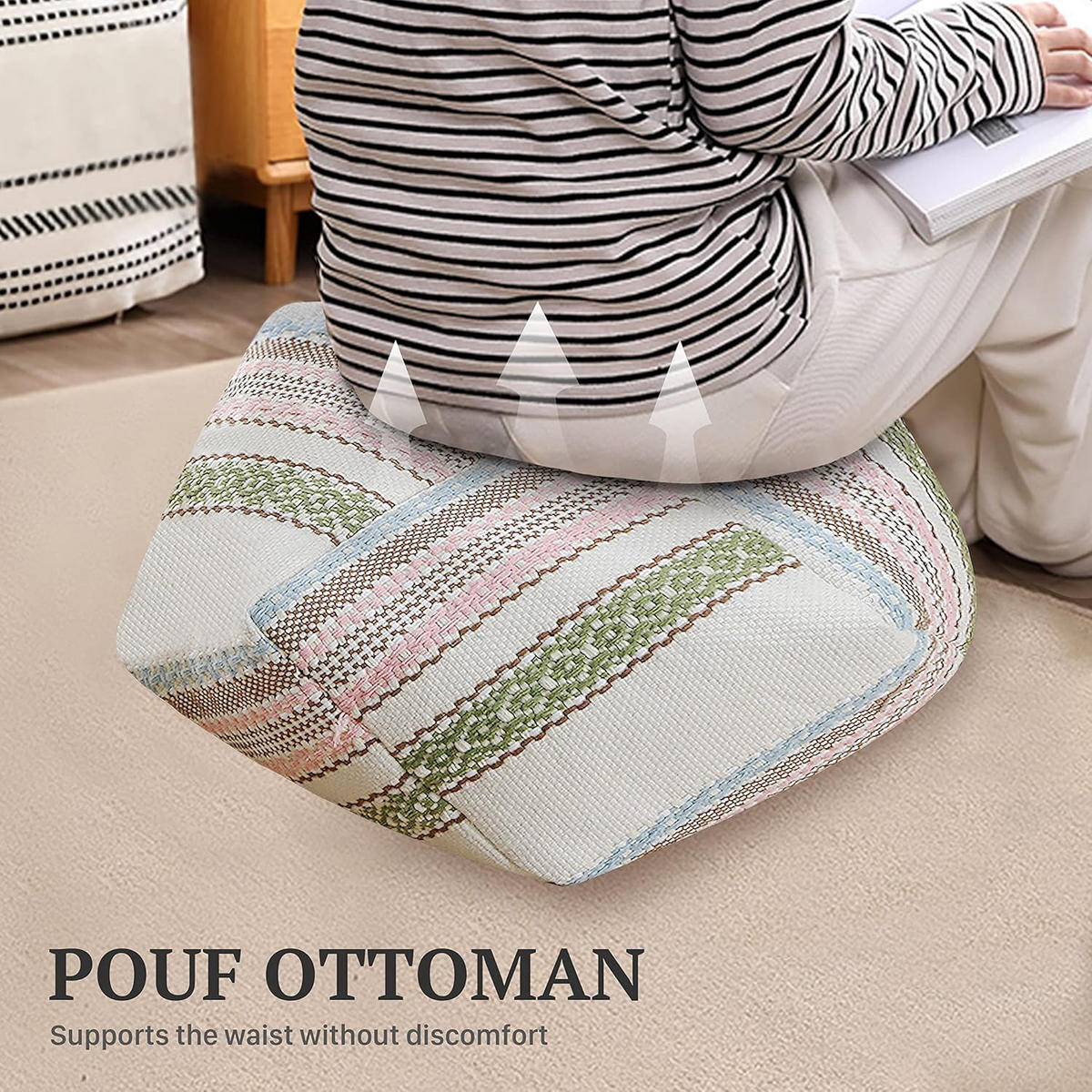 BODENKISSEN-BEZUG Bunte Linien - Multicolor, Textil (53/53/20cm) - Vercart