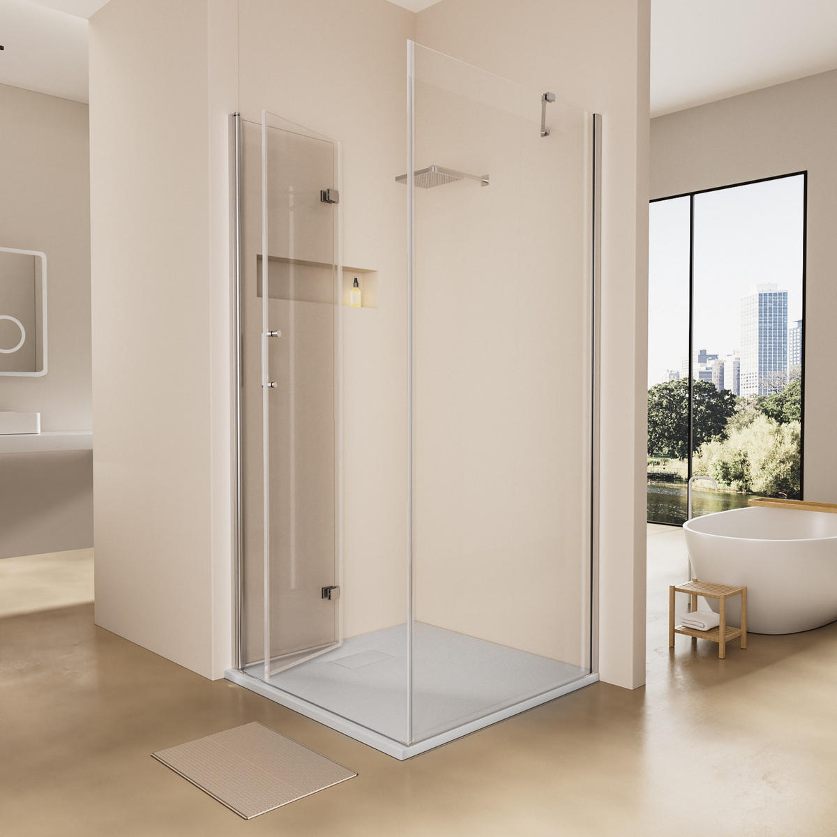 DUSCHWANNE mit rutschhemmender Oberfläche Weiß 90/90 cm - Weiß, Naturmaterialen (90/2.6/90cm) - EMKE