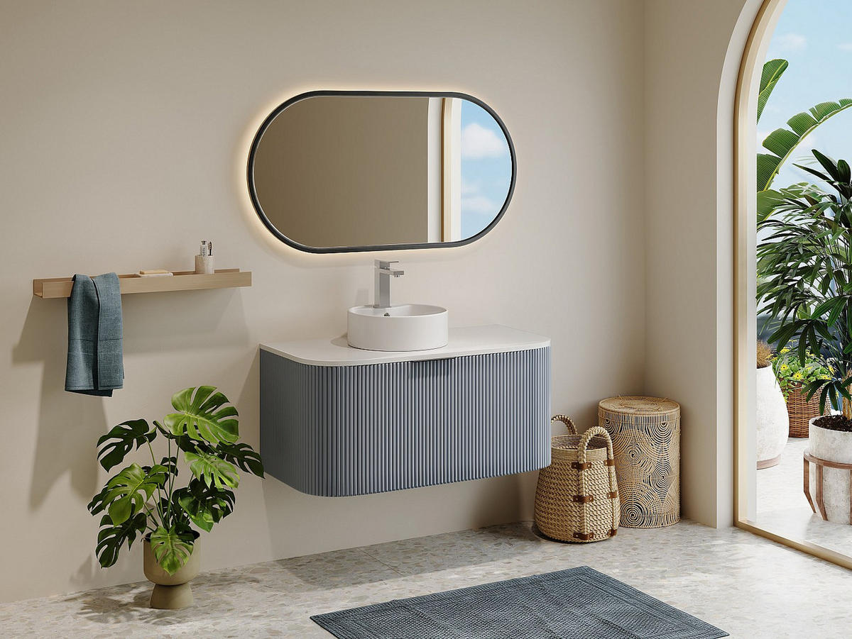 EINZELWASCHTISCH - 99 cm x 50 cm - holz - blau Lomeri - Blau, Holz (99/45/50cm) - Vente-Unique