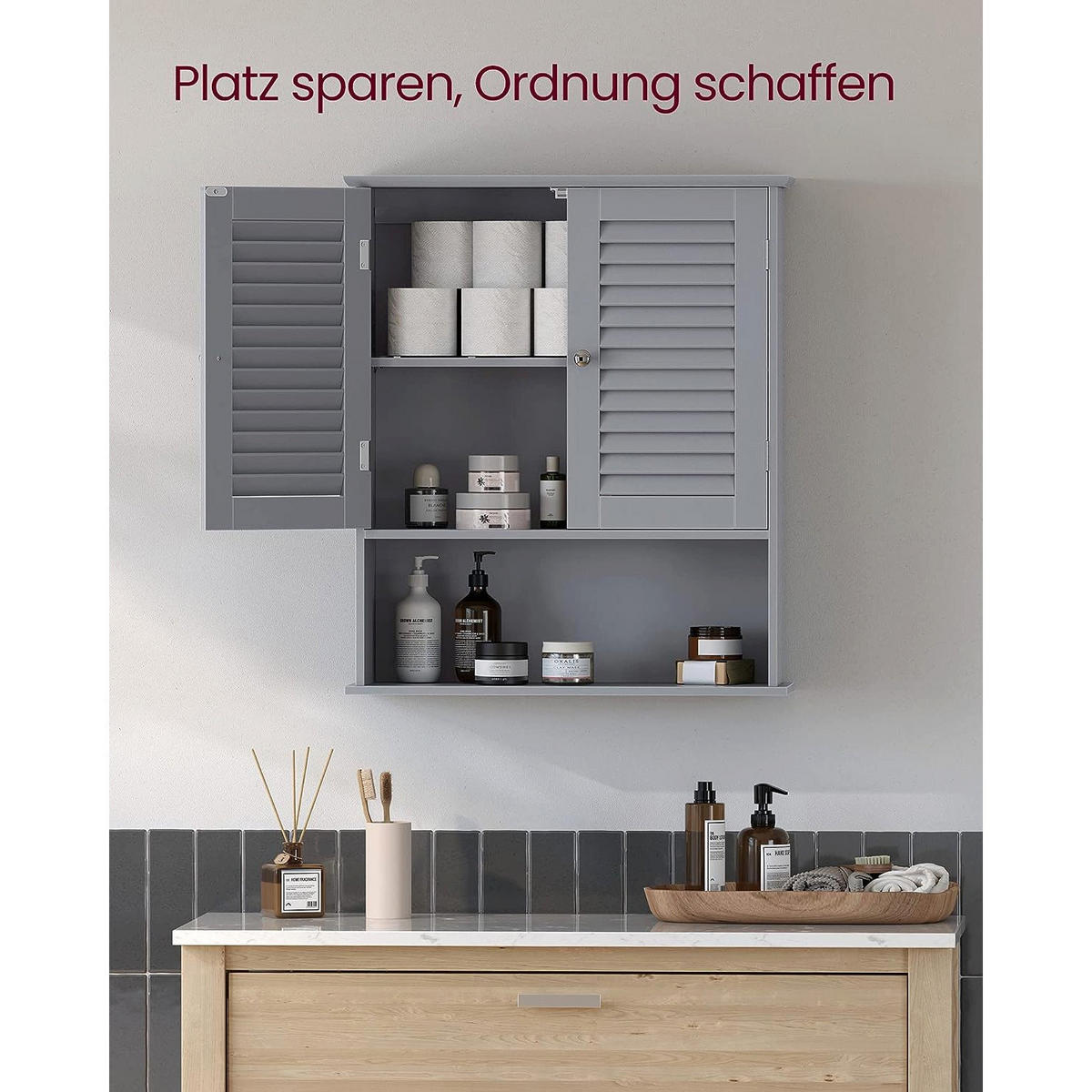 BADEZIMMERSCHRANK PHNOM PENH - Grau, Holzwerkstoff (30/82/30cm) - Hansiro