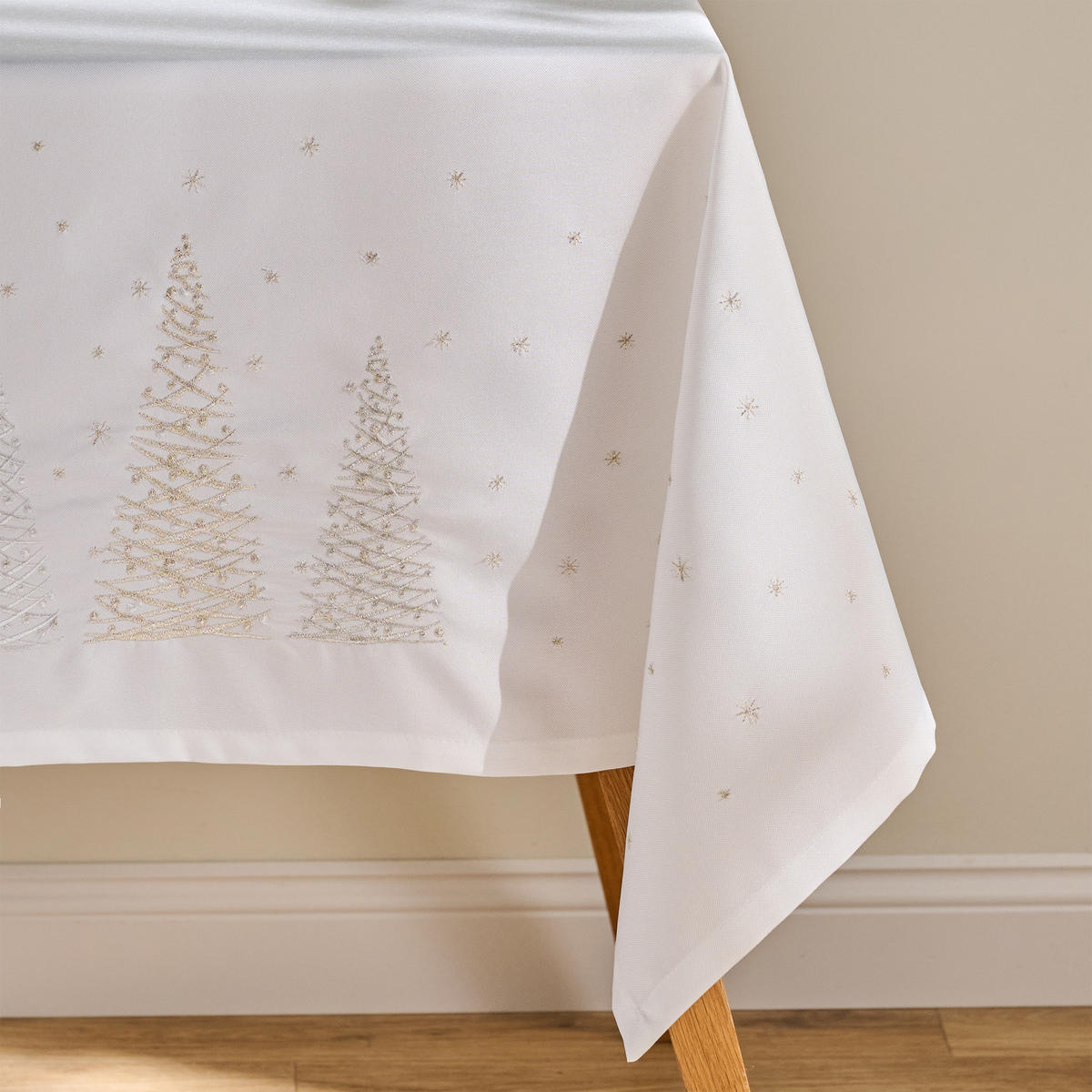 TISCHDECKE Navore 150 x 220cm, Weiß, Dekorative Tischdeko Weihnacheten, Weihnachtsdeko, Christmas - Weiß, Textil (220/150/1cm) - home&you