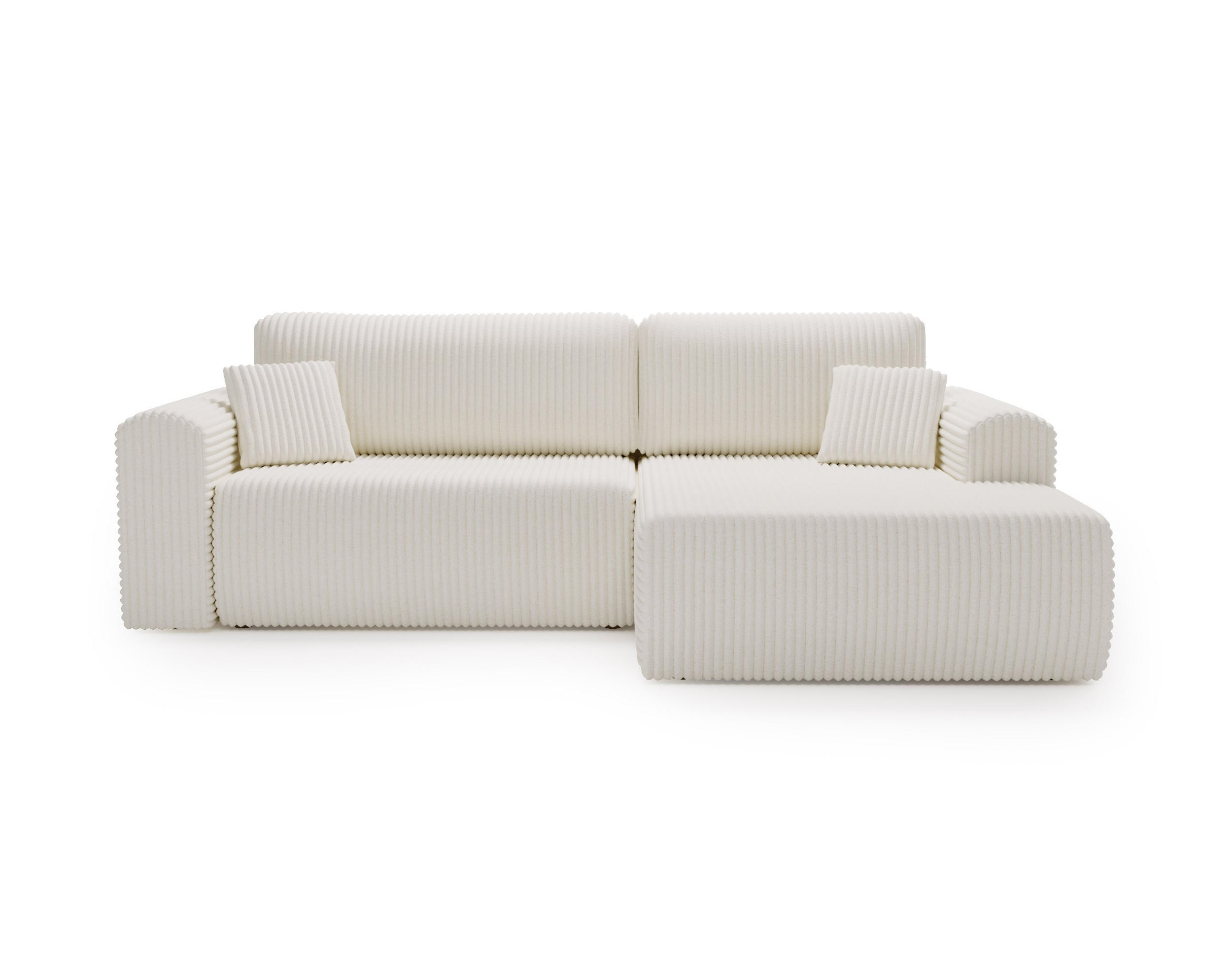 ECKSOFA Linea Weiß, Sofa mit Schlaffunktion, rechte seite - Weiß, Holzwerkstoff/Textil (257/177cm) - Bettso