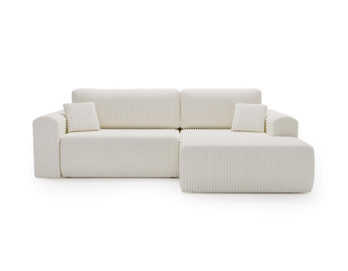 ECKSOFA Linea Weiß, Sofa mit Schlaffunktion, rechte seite - Weiß, Holzwerkstoff/Textil (257/177cm) - Bettso