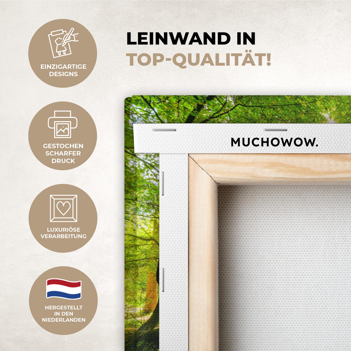 LEINWANDBILD Wald - Landschaft - Wasser - Bäume - Sonne - Grün - Natur Wanddeko 90x60 cm - Grün, Textil (90/60cm) - MuchoWow