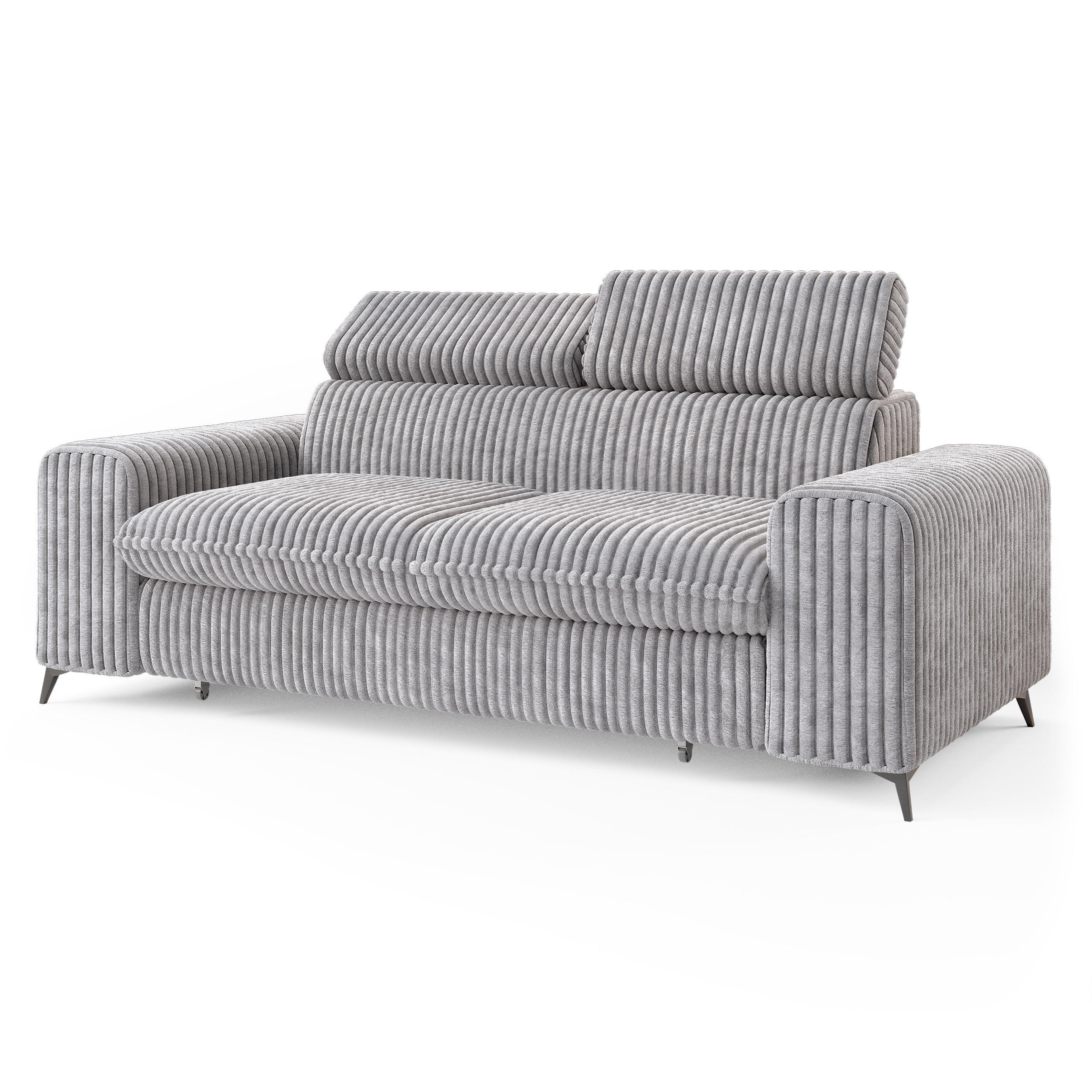 BETTSOFA BENETE Hellgrau Cordstoff mit Schlaffunktion - Hellgrau, Holz/Textil (191/89/92cm) - MASSENO