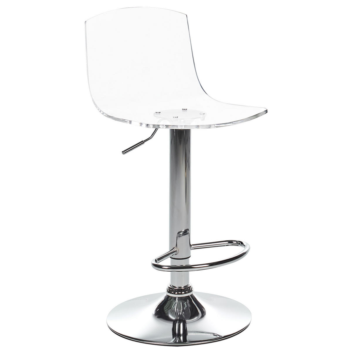 DREHHOCKER 2er-Set Transparent Imola - Transparent/Silberfarben, Kunststoff (38/82/43cm) - Beliani