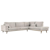 ECKSOFA mit Ottomane - Eichefarben/Grau, Eichenholz/Textil (287/219cm) - home24