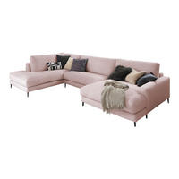 WOHNLANDSCHAFT CARA Pink Cord - Pink/Roségold, Textil (341/84/223cm) - KAWOLA