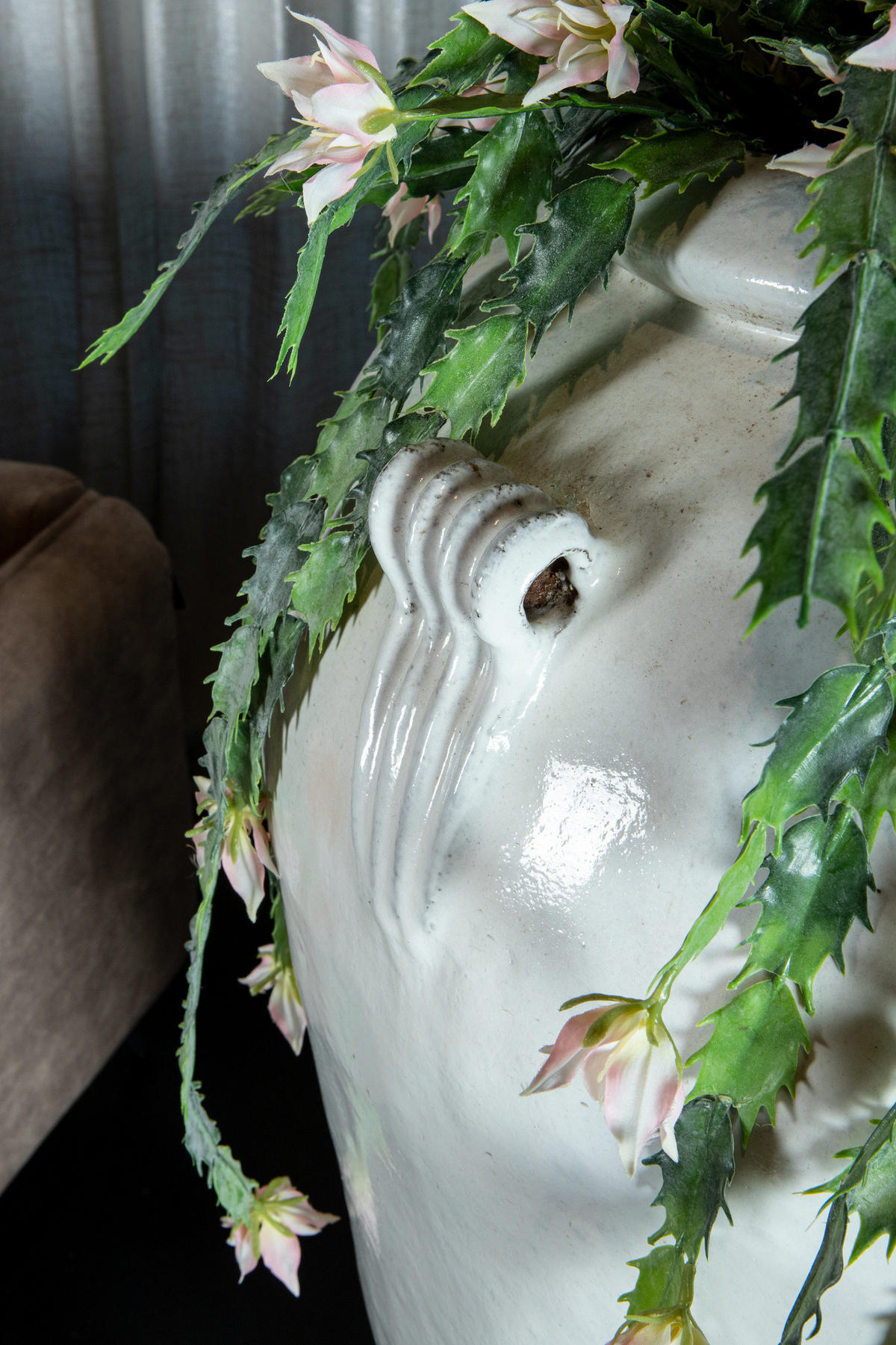 TOPF Izze Grau 58/58/116cm - Grau, Keramik (116cm) - PTMD Collection