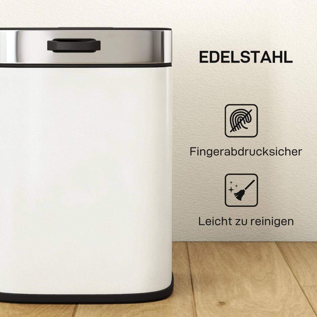 ABFALLEIMER - Creme, Metall (19.5/30/21.5cm)