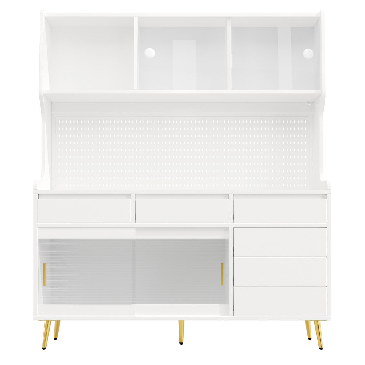 HOCHSCHRANK mit Schiebetüren und LED 145x39x171 cm MDF Glas Weiß - Weiß, Glas (39/171/144.9cm) - Meubliv