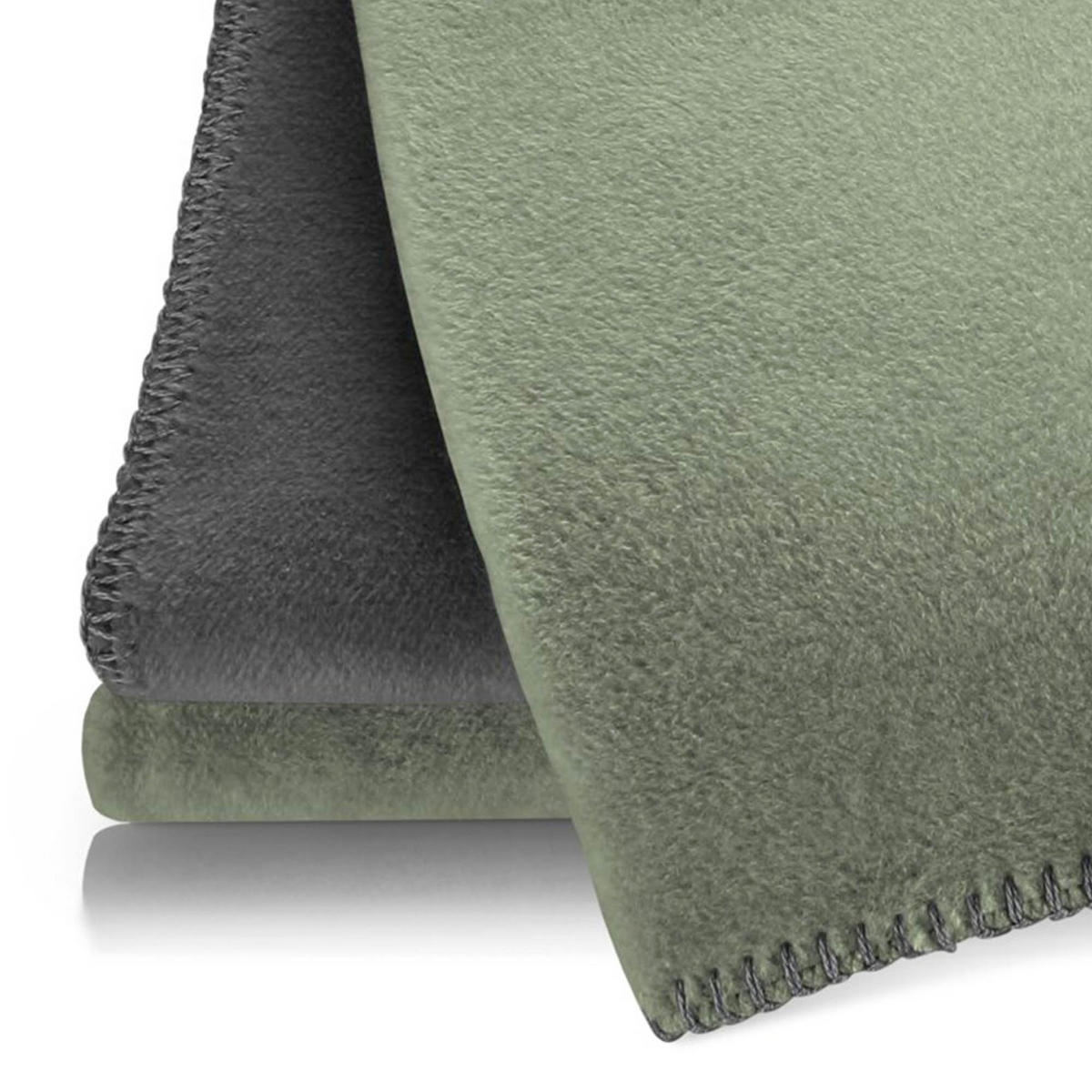 WOHNDECKE DoubleFace Oliv-Stein 150 x 200cm - Olivgrün, Textil (150/200cm) - Joop!