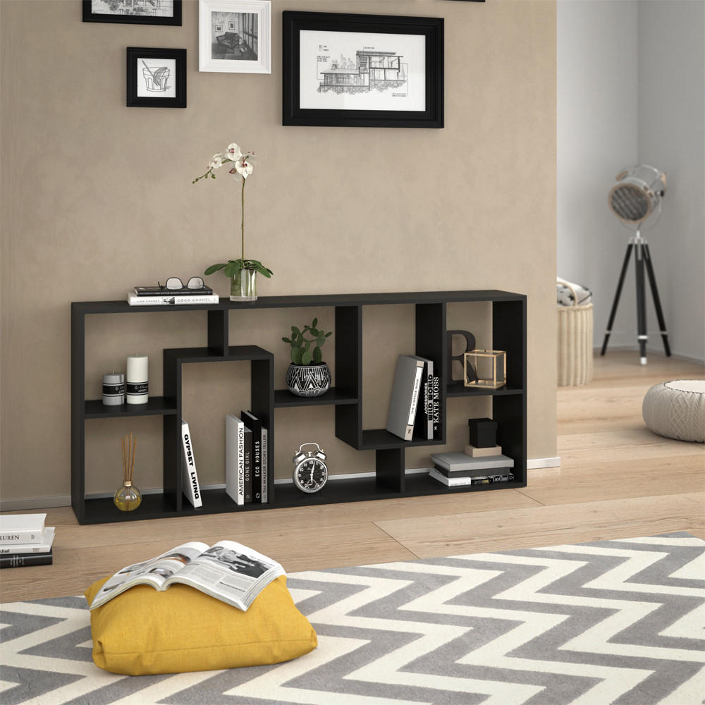 RAUMTEILER Noa Schwarz 160.6 x 67.2 cm - Schwarz, Holzwerkstoff (160.6/67.2/25cm) - Vicco