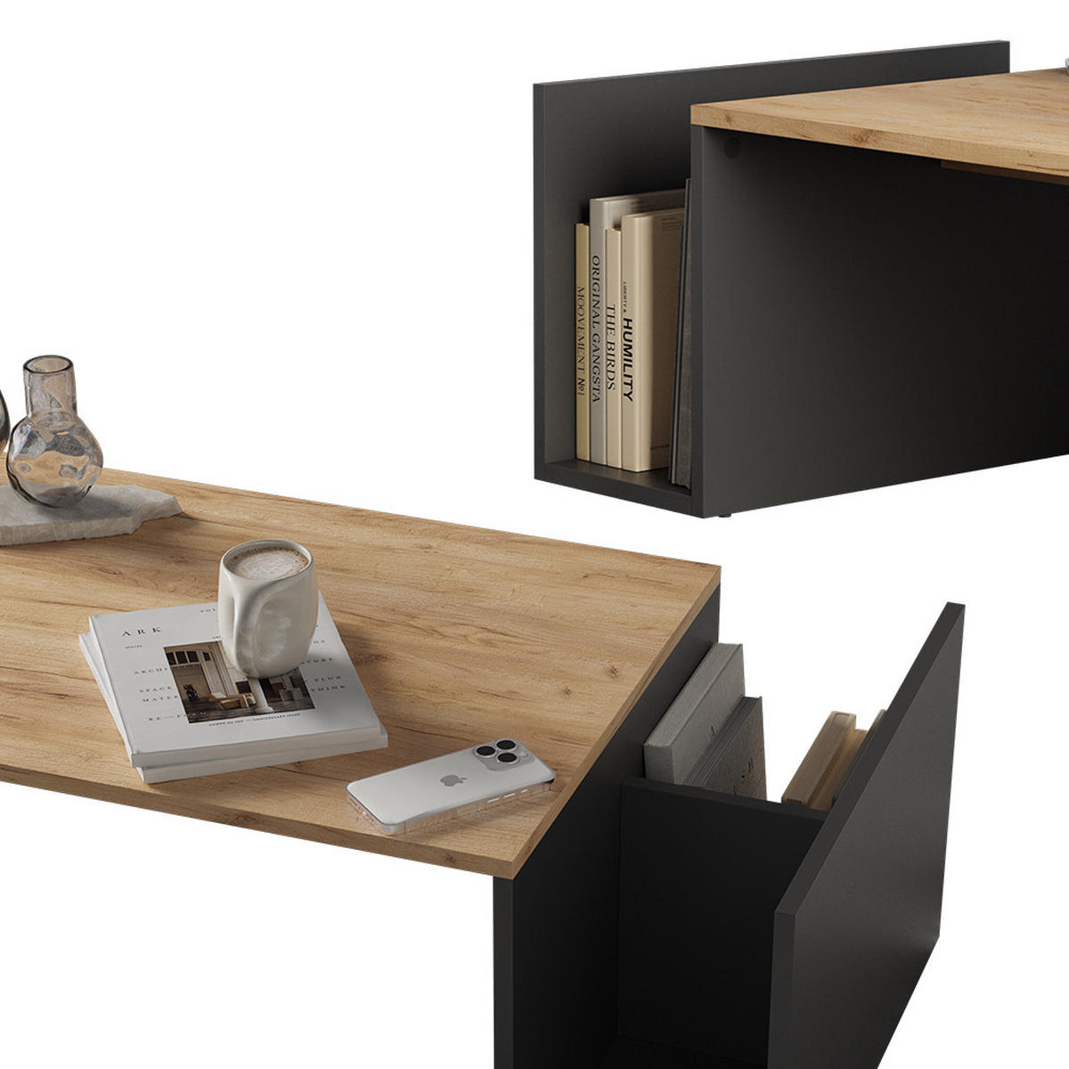 COUCHTISCH Avento Goldkraft Eiche/Anthrazit 100 x 50 cm - Anthrazit/Eiche Wotan, Holzwerkstoff (50/100/32.9cm) - Vicco