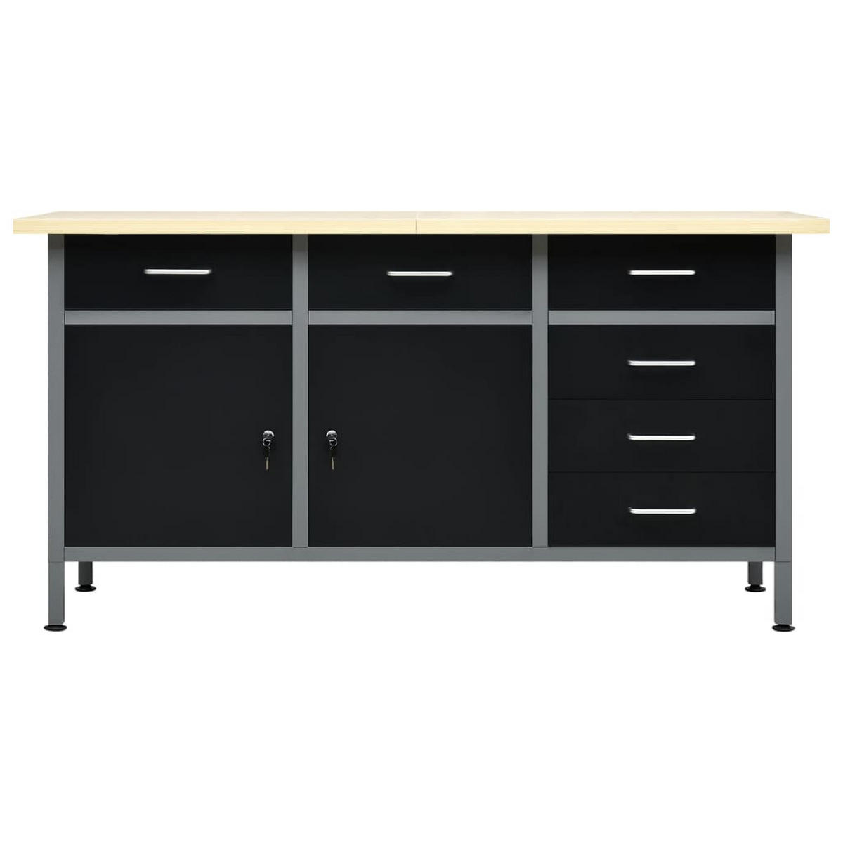 ARBEITSTISCH Schwarz 160/60/85 Cm Stahl - Schwarz, Metall (60/85/160cm) - vidaXL