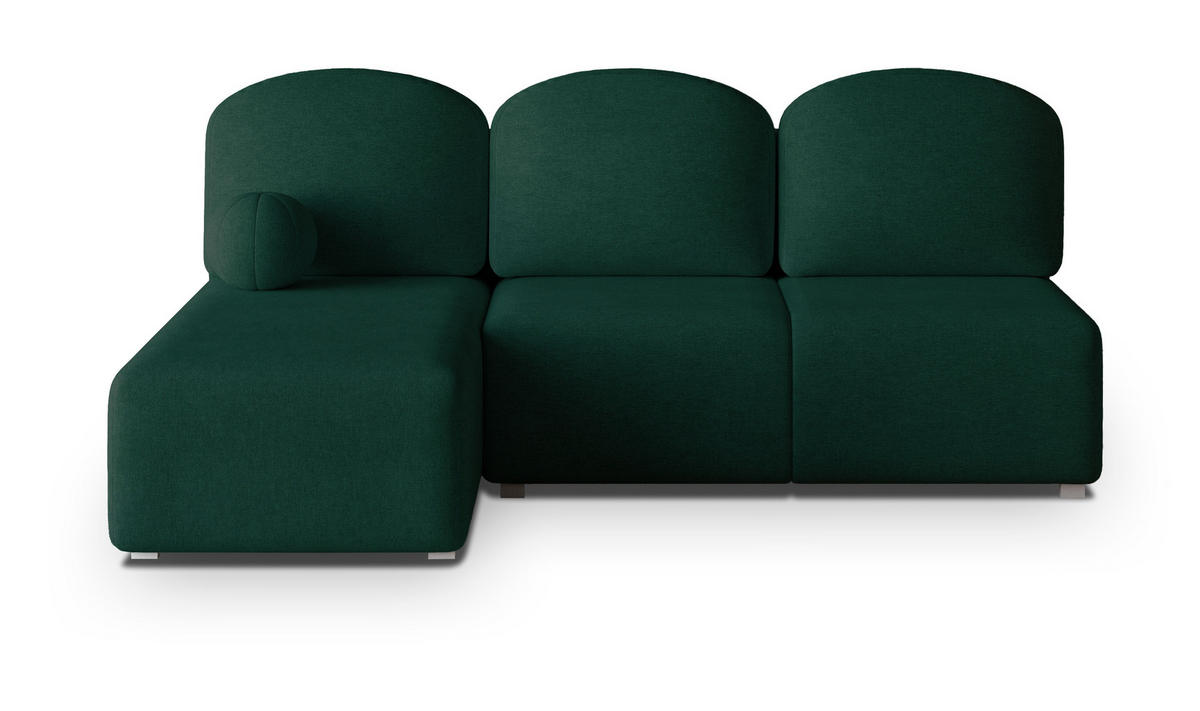 ECKSOFA TRAMA Grün Geflochtener Stoff mit Schlaffunktion - Grün, Holz (200/143cm) - MASSENO