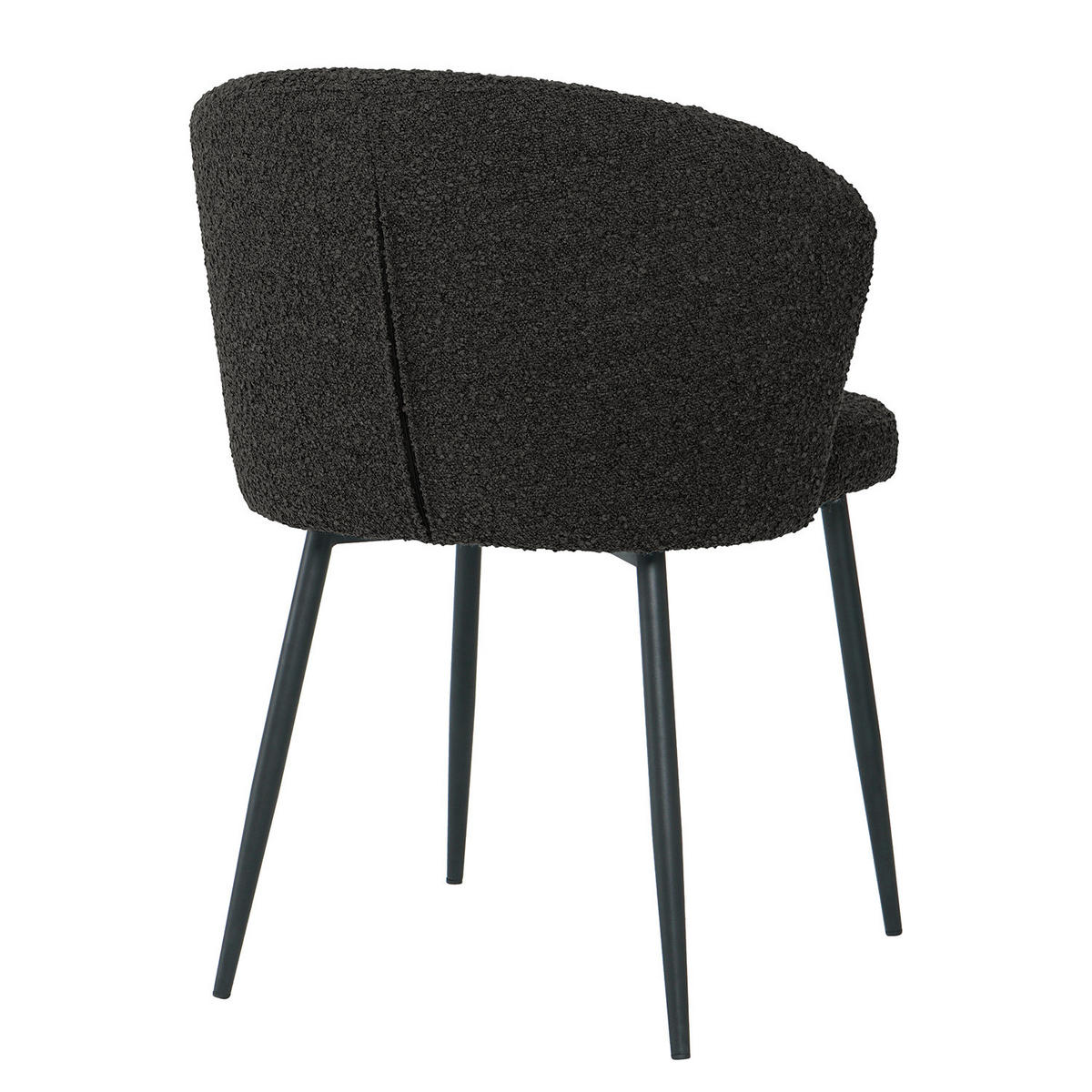 POLSTERSTUHL - 2er-Set - Bouclé / Eisen - Schwarz, Textil/Metall (57/80/60cm) - home24