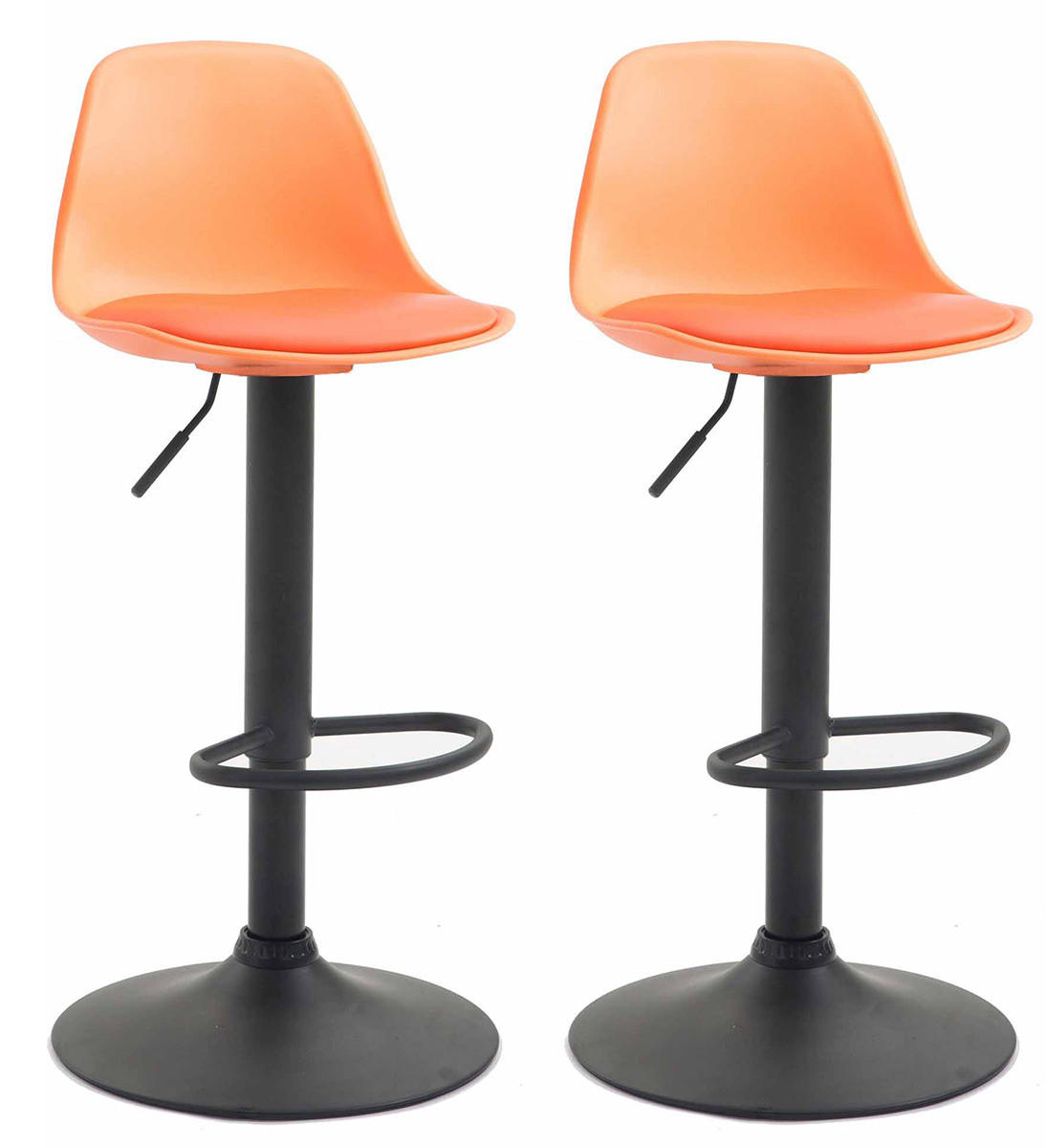 BARHOCKER 2er Set Lederlook orange - Schwarz/Orange, Kunststoff/Textil (39/82/43cm) - CLP