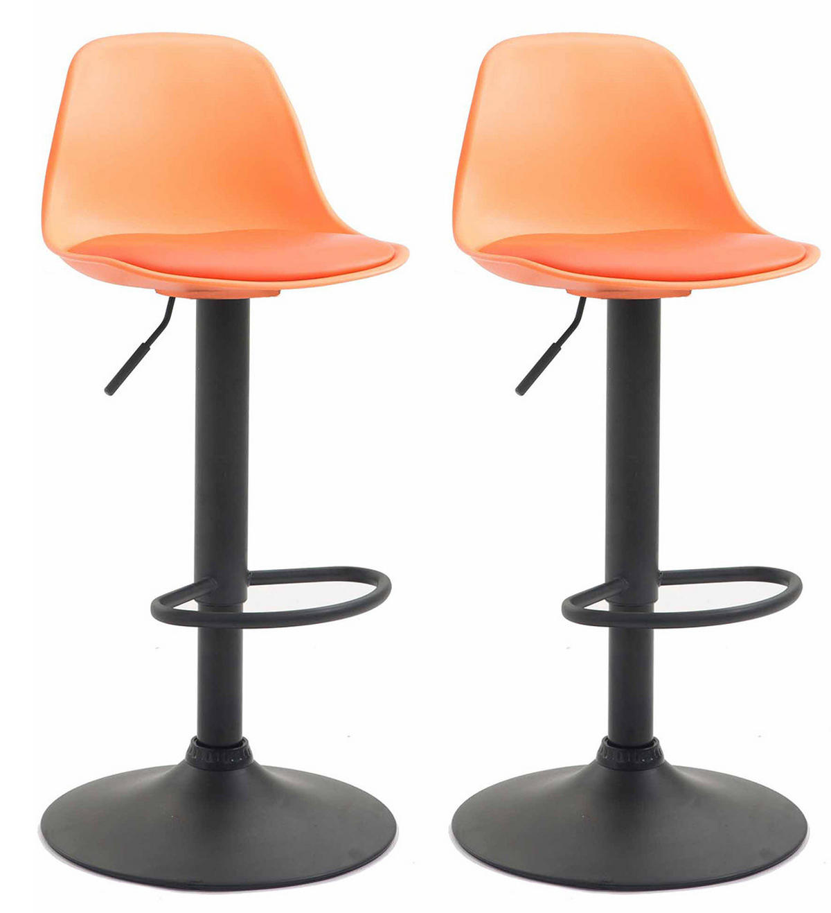 BARHOCKER 2er Set Lederlook orange - Schwarz/Orange, Kunststoff/Textil (39/82/43cm) - CLP