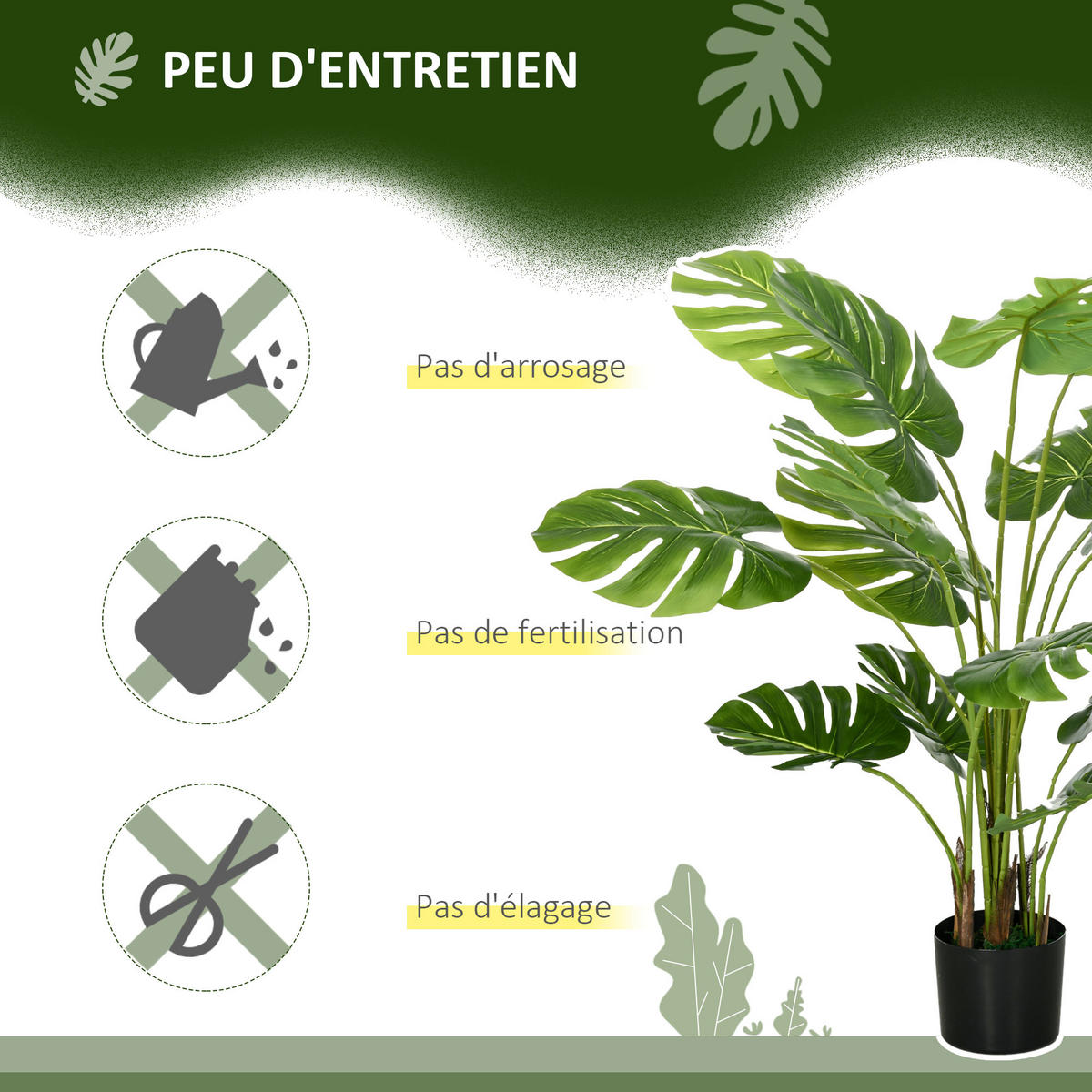 KUNSTPFLANZE DE-16632 120 cm, Monstera deliciosa Grün - Grün, Kunststoff (120cm) - ComfortXL