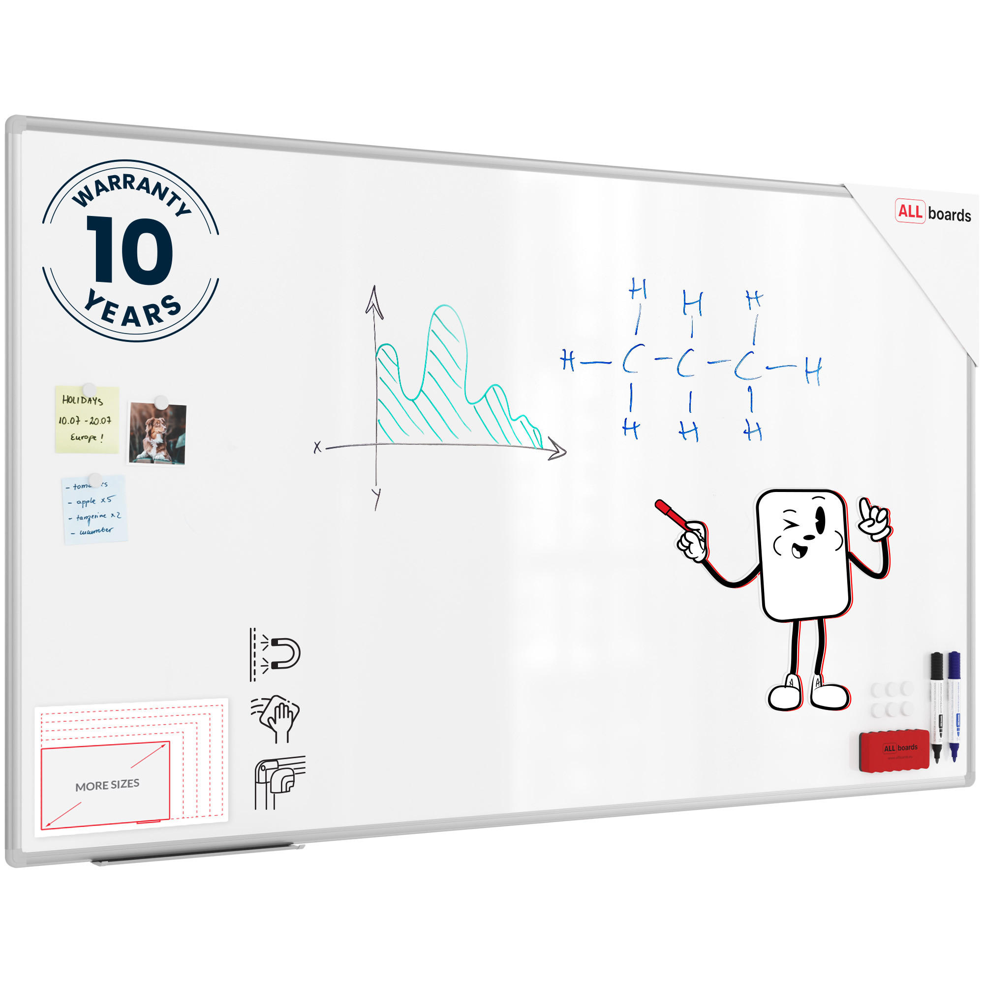 MAGNETISCHES Whiteboard - PREMIUM EXPO Alurahmen 170x100cm - Weiß, Metall (170/100/1.6cm) - ALLboards