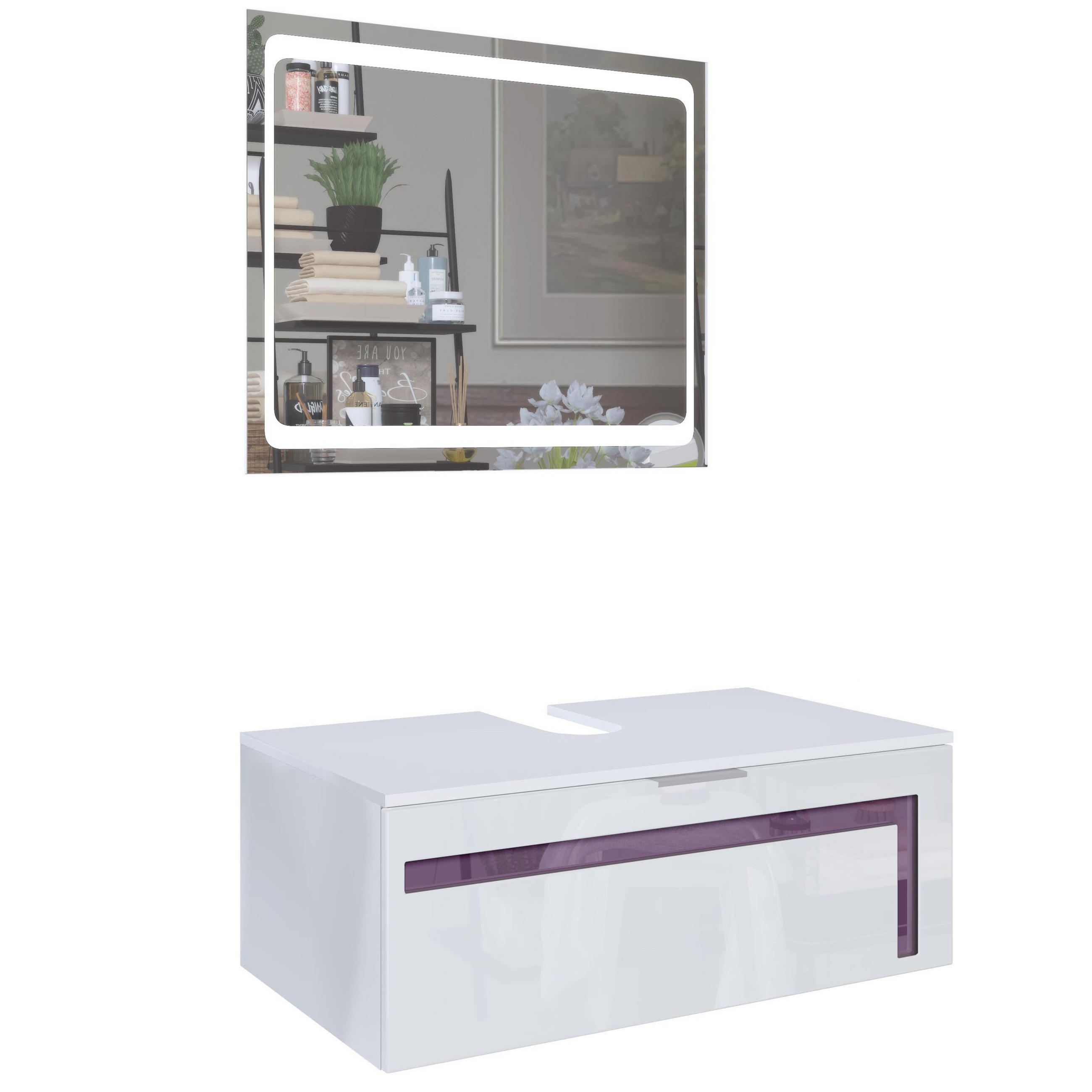 Vladon Waschbeckenunterschrank Brombeere 96x36x51 cm
