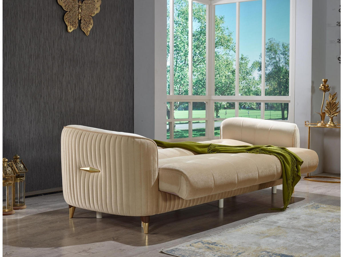 3-SITZER SOFA Salta Creme - Bordeaux, Holzwerkstoff/Kunststoff (237/87/100cm)