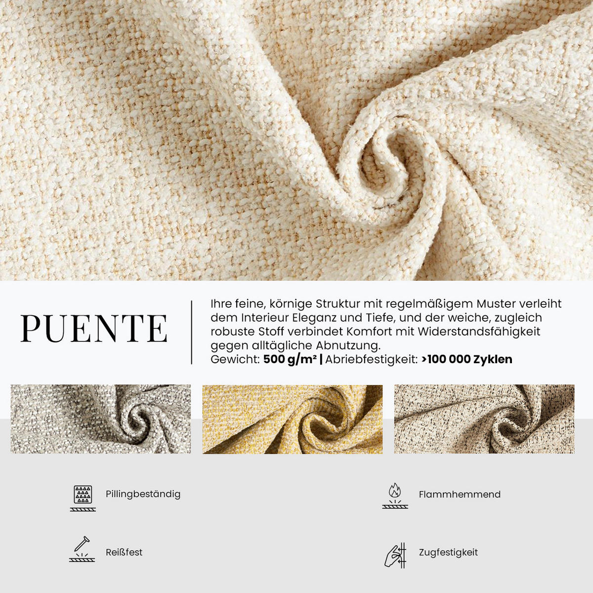 ECKSOFA PABLO L Creme Struktur - Links Seite - Creme/Schwarz, Textil/Metall (208/273cm) - MKS