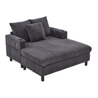 SCHLAFSOFA 1-Sitzer Corduroy Dunkelgrau mit LED-Beleuchtung, USB-Anschluss und Getränkehaltern - Hellgrau, Textil (128/85/142cm) - Luhomfu