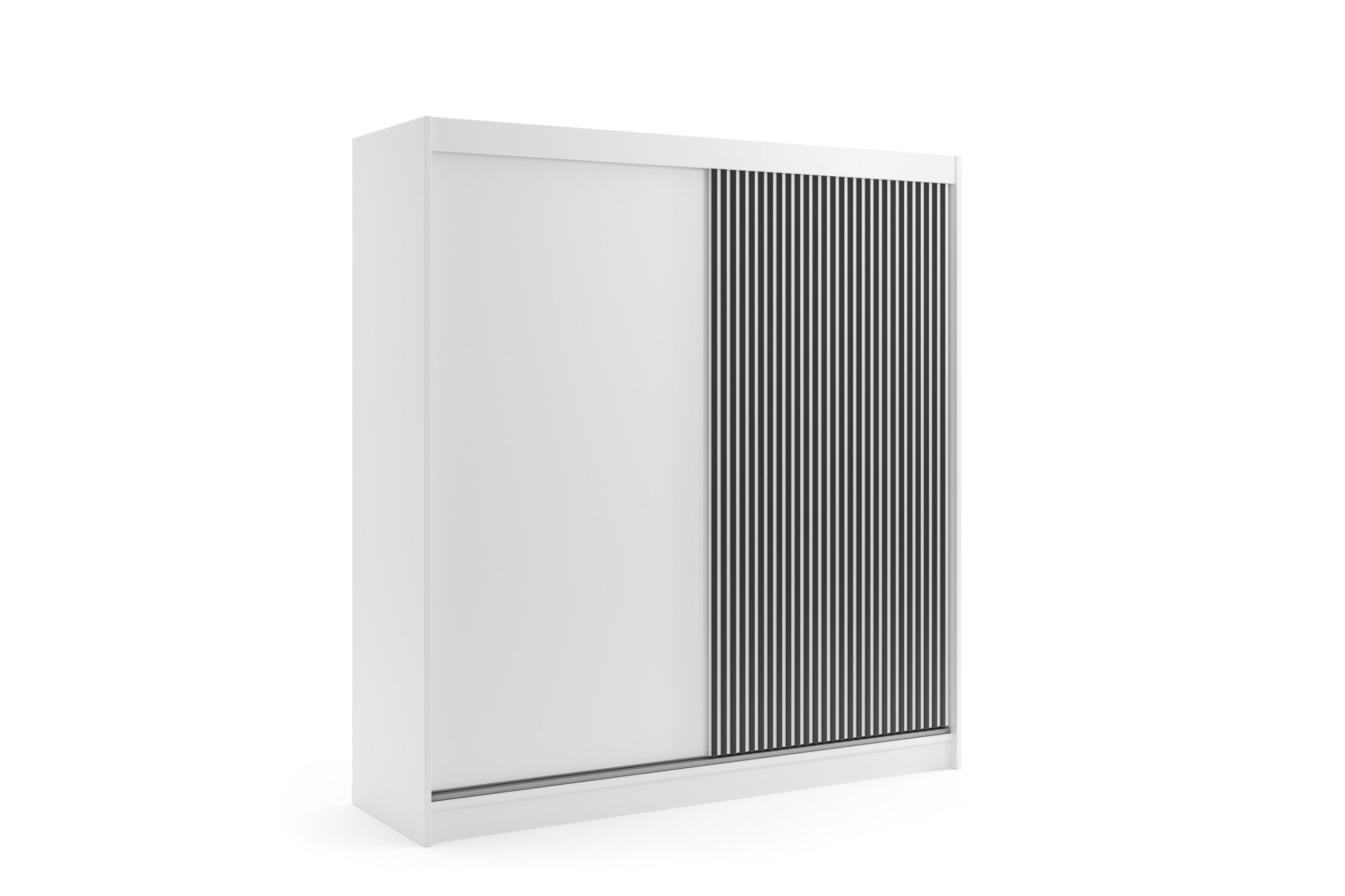 KLEIDERSCHRANK VILAN mit Lamel/LED - 200 cm - Weiß|Schwarz - Schwarz/Weiß, Holzwerkstoff (200/215/61cm) - ALTDECOR